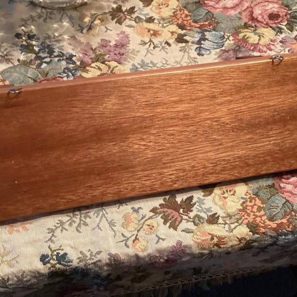 Handcrafted Solid Wood Footed Wall Shelf w/ Hooks for Hanging - Picture 6 of 6